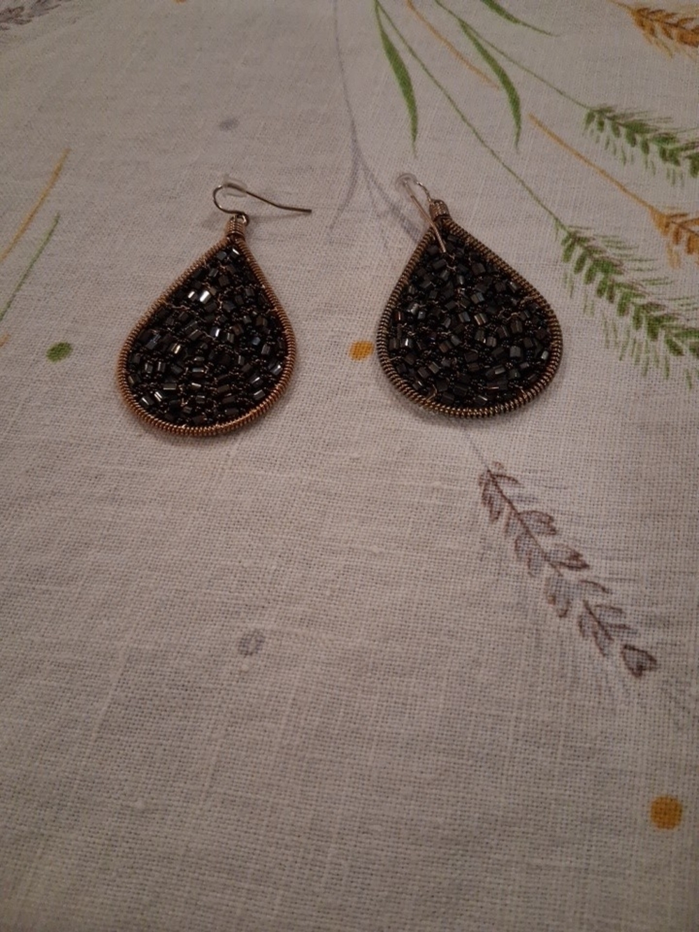 Goldtone Teardrop Smoky Topaz Crystal Earrings